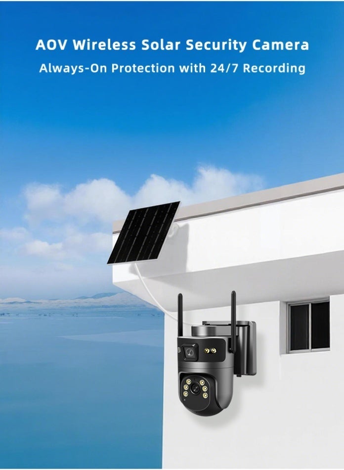 Solar Outdoor Camera, 8MP 4G Surveillance Camera, Dual Lens Dual View, 360° PTZ, AI Human Tracking, PIR Motion Detection, Color Night Vision, 2-Way Audio, In-Built SIM with Trial Data - Image 2